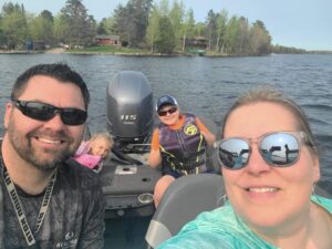JenEyck (right) and her family out on a boat ride. 