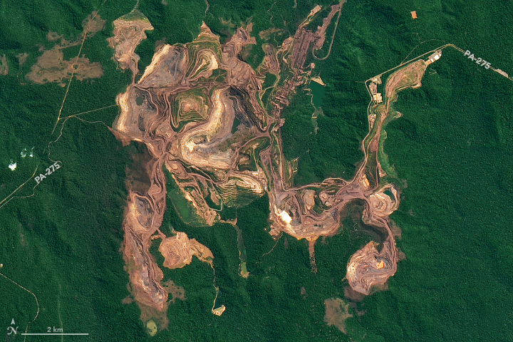 Aerial view of Carajás Mine in Brazil courtesty of NASA Earth Observatory. 